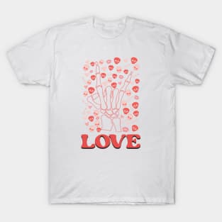 Skeleton Finger Love Valentine Gift T-Shirt